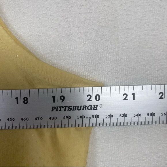 Susan Graver Bright Yellow Sleeveless Ruffle Neck Top Size Medium - Picture 7 of 8